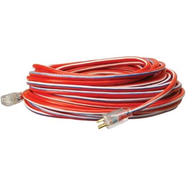 SJTW Extension Cord, 12 AWG, 12/3, 1 Outlets, Blue/Red/White, 50 ft